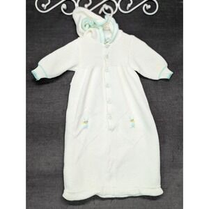 Vintage Once Upon a Time Sweater Sack Green Bunny Winter Sweater Size 3/6 Months